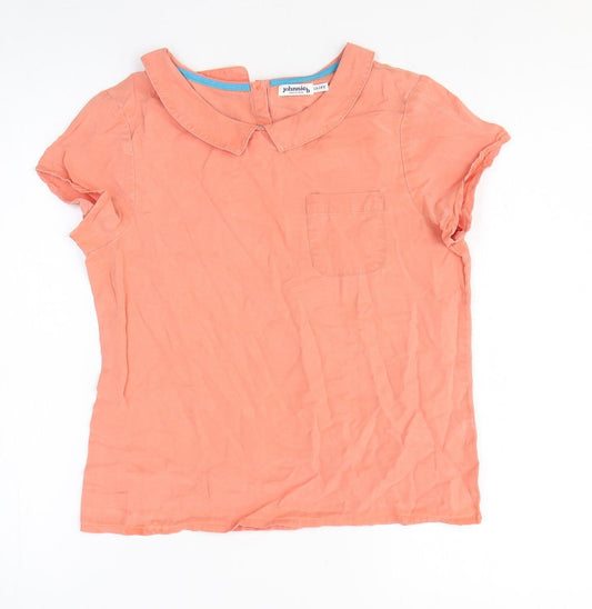 Johnnie B Girls Orange Cotton Basic T-Shirt Size 13-14 Years Collared Pullover