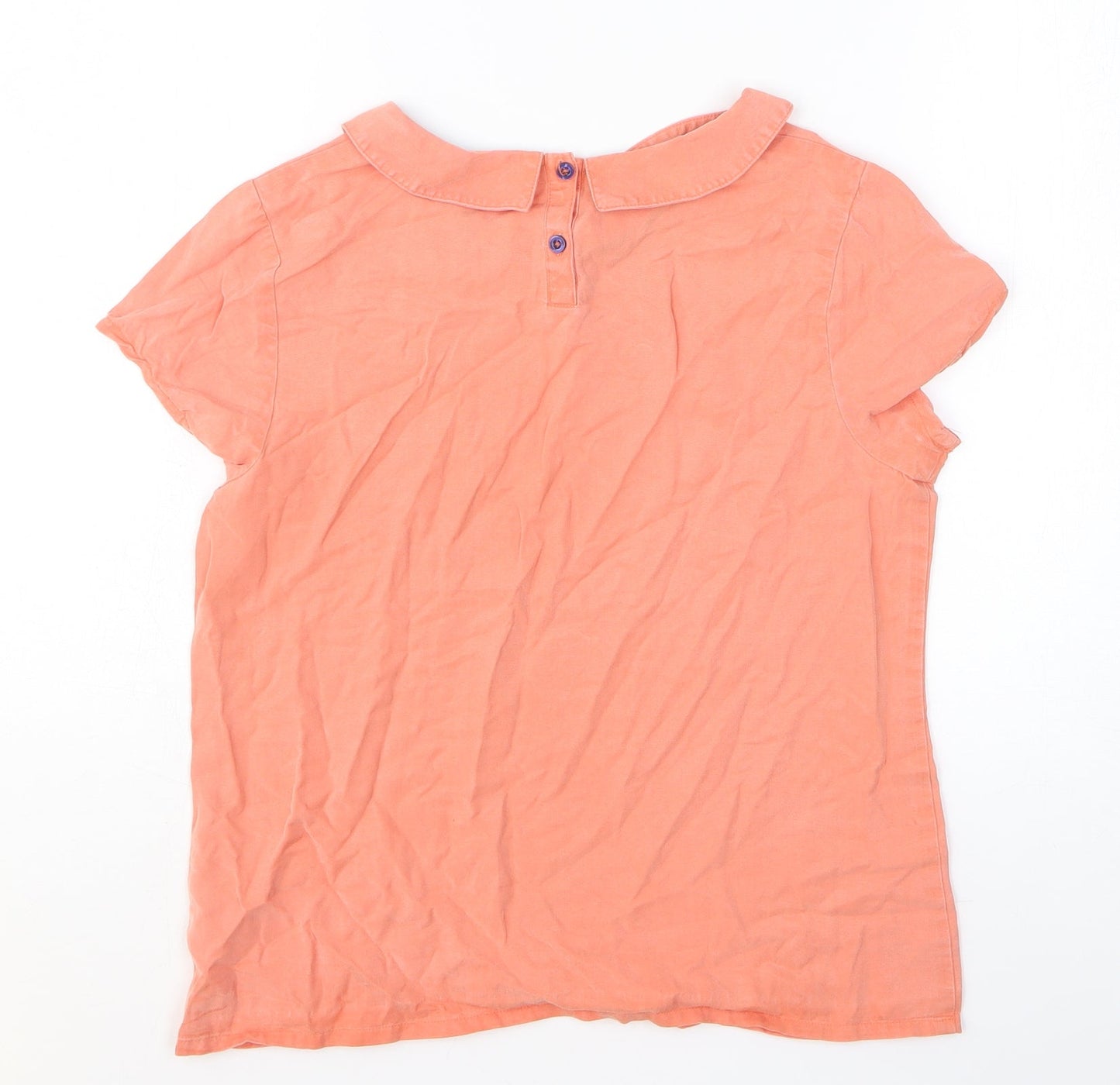Johnnie B Girls Orange Cotton Basic T-Shirt Size 13-14 Years Collared Pullover