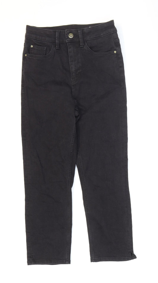 Marks and Spencer Womens Black Cotton Skinny Jeans Size 6 L21 in Regular Zip