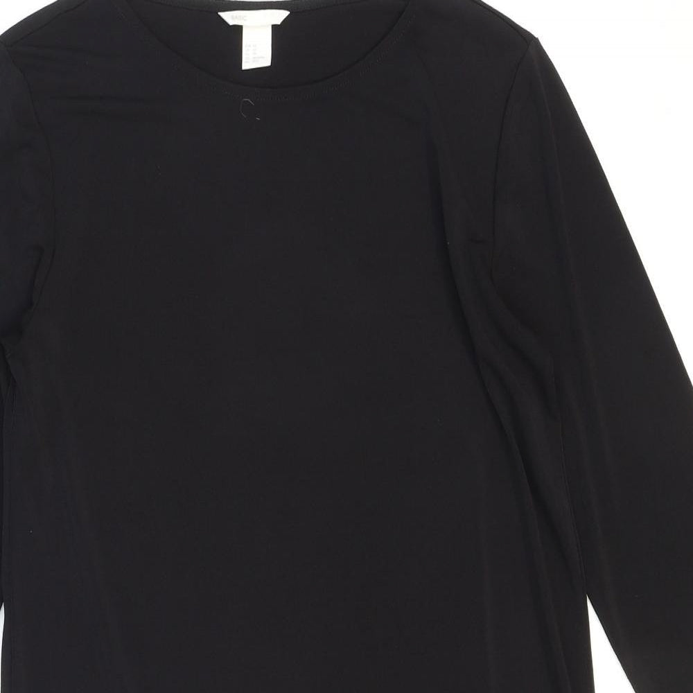 H&M Womens Black Polyester Shift Size XS Boat Neck Pullover