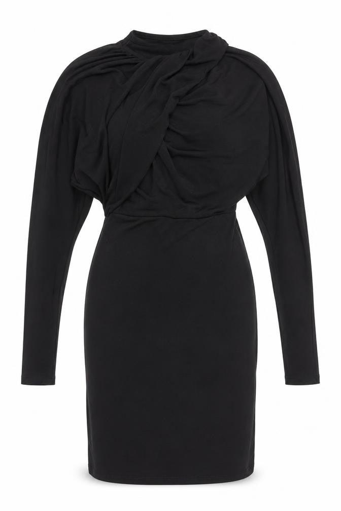 H&M Womens Black Polyester Bodycon Size XS High Neck Pullover - Knot Detail