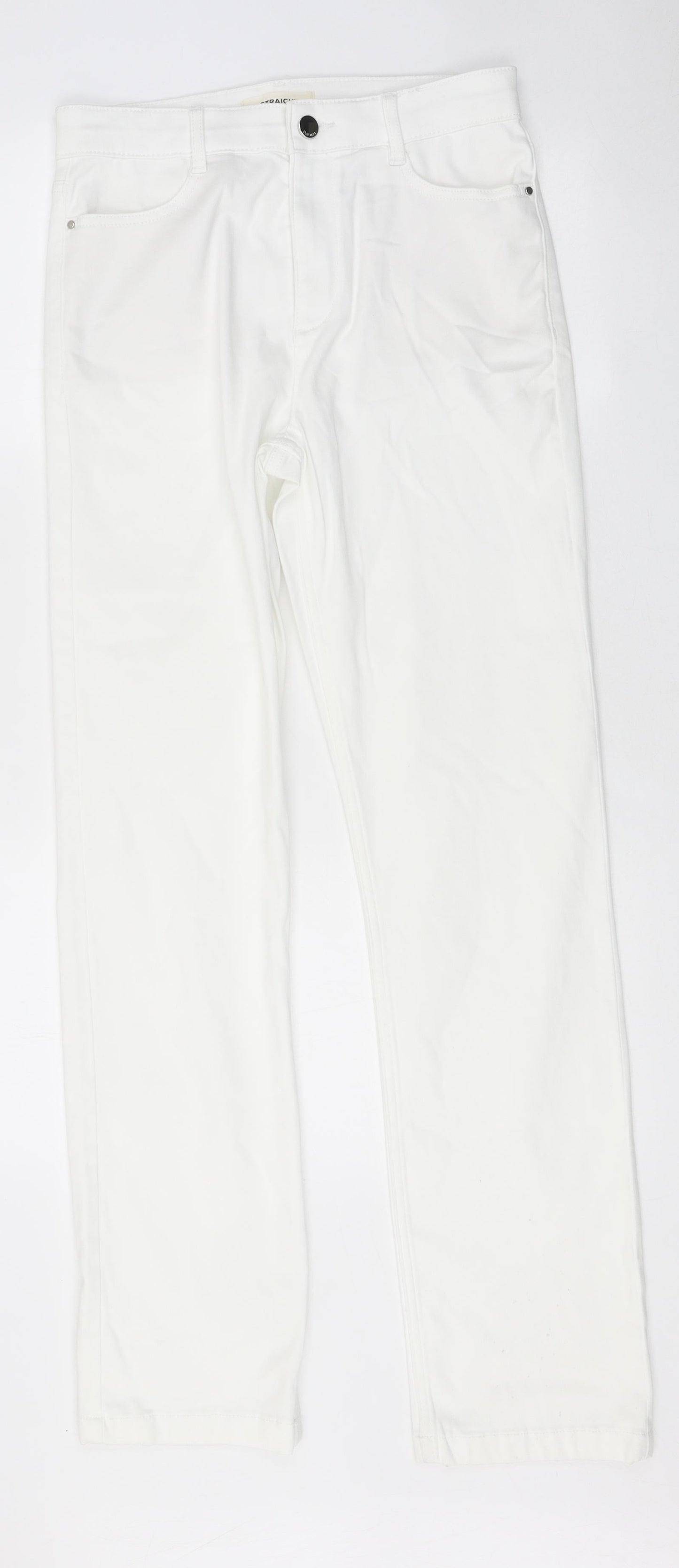 Marks and Spencer Womens White 100% Cotton Skinny Jeans Size 10 L31 in Regular Zip