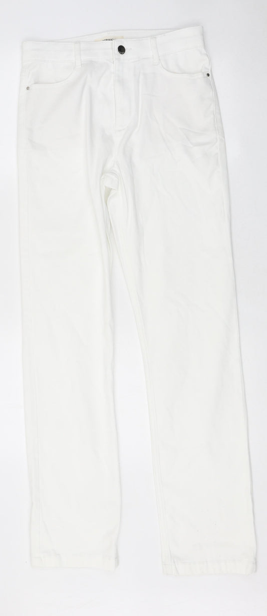Marks and Spencer Womens White 100% Cotton Skinny Jeans Size 10 L31 in Regular Zip