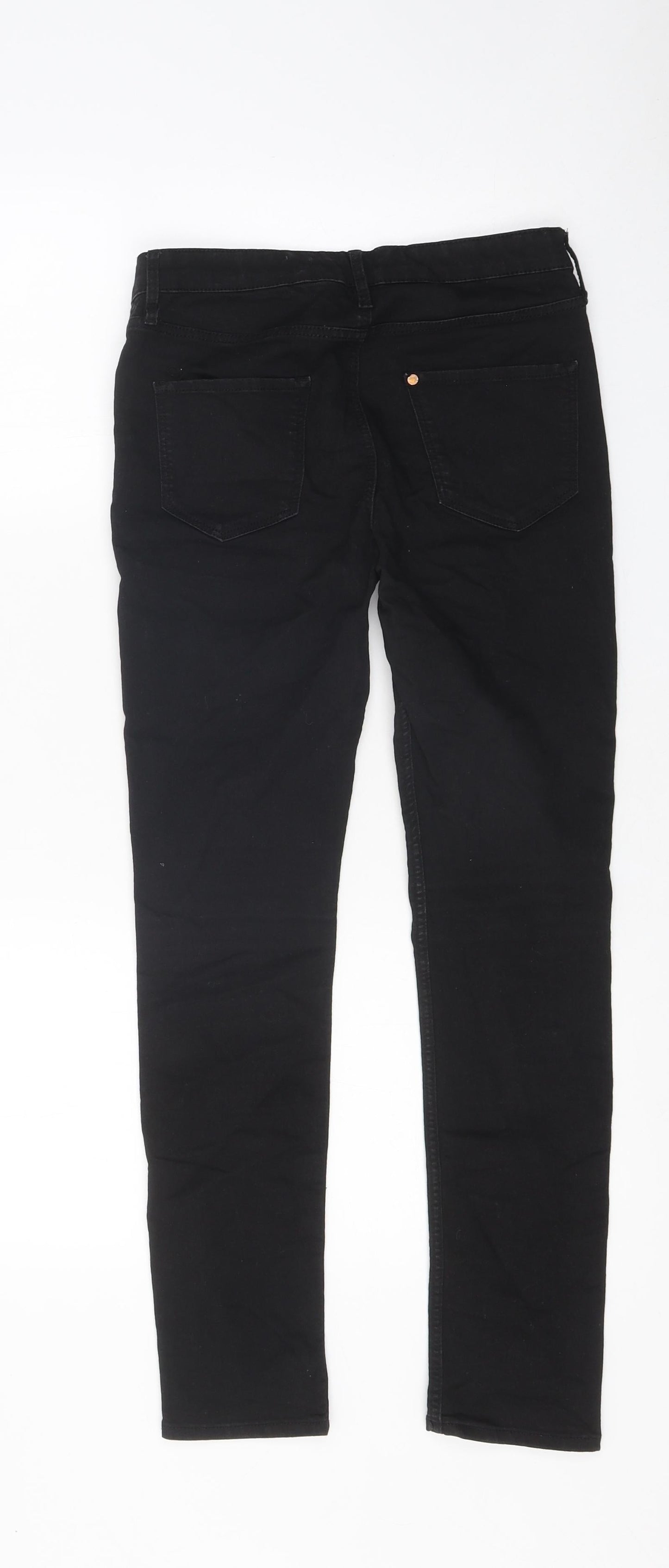 H&M Womens Black Acetate Skinny Jeans Size 12 L25 in Regular Zip