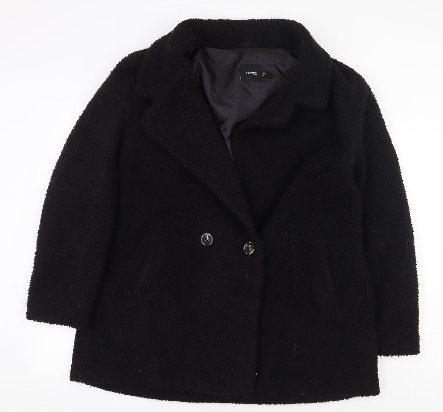 Boohoo Womens Black Jacket Size 12 Button