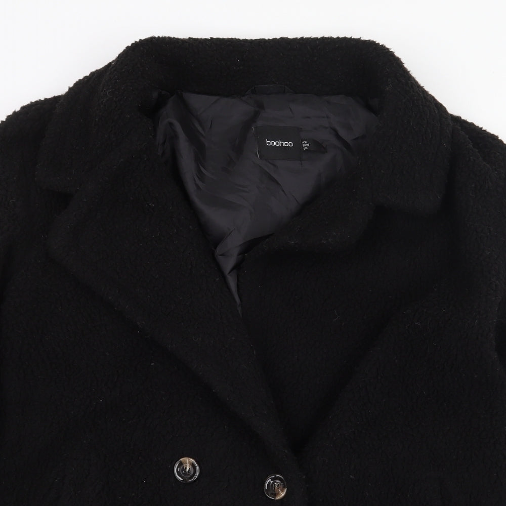 Boohoo Womens Black Jacket Size 12 Button
