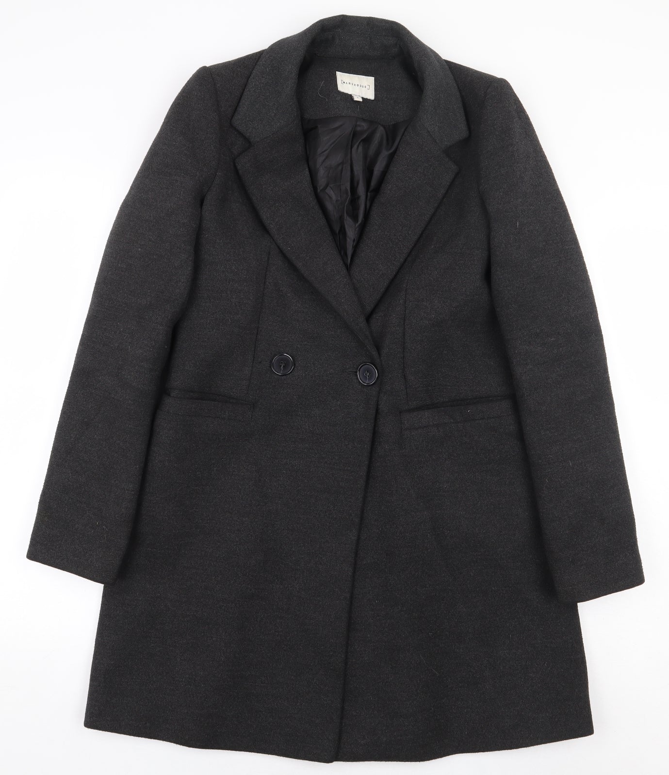 Warehouse Womens Grey Pea Coat Coat Size 6 Button