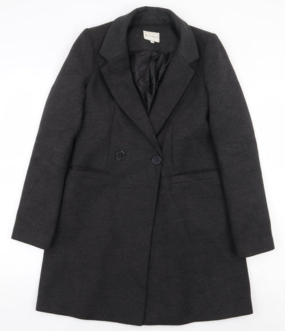 Warehouse Womens Grey Pea Coat Coat Size 6 Button