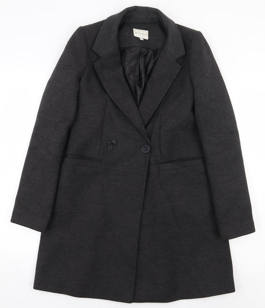 Warehouse Womens Grey Pea Coat Coat Size 6 Button