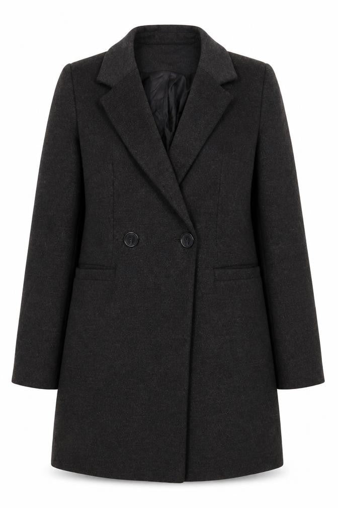 Warehouse Womens Grey Pea Coat Coat Size 6 Button