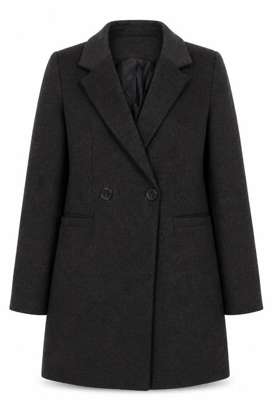 Warehouse Womens Grey Pea Coat Coat Size 6 Button