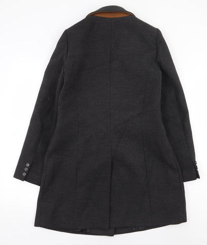 Warehouse Womens Grey Pea Coat Coat Size 6 Button