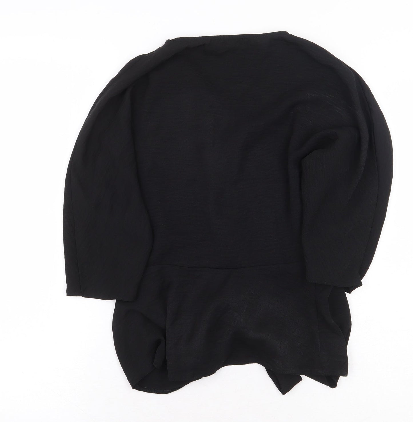 Primark Womens Black Polyester Basic Button-Up Size 8 V-Neck