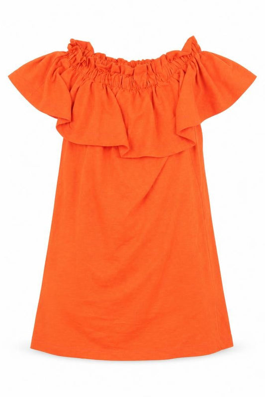 H&M Womens Orange Cotton Mini Size S Off the Shoulder Pullover
