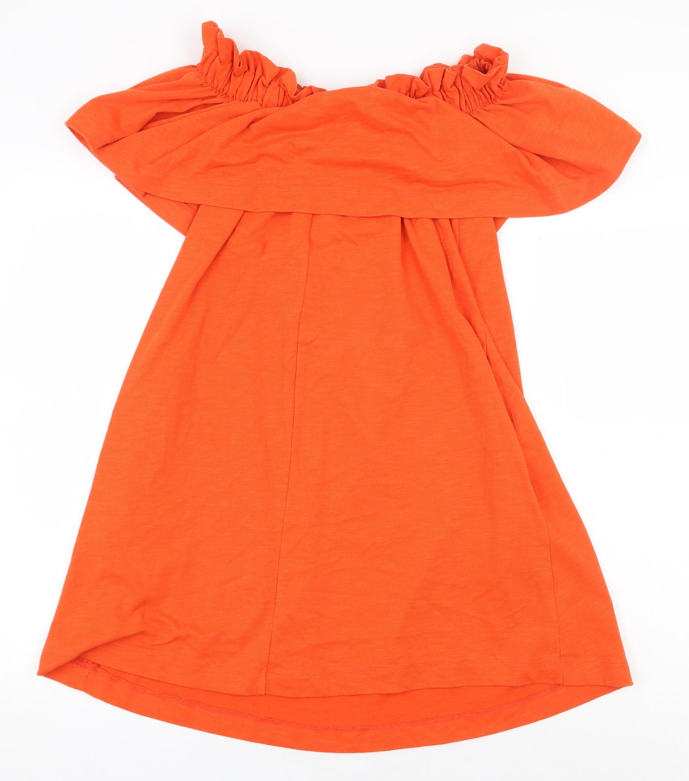H&M Womens Orange Cotton Mini Size S Off the Shoulder Pullover