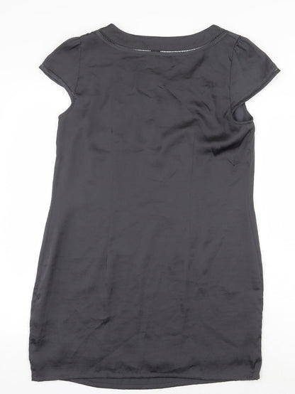 H&M Womens Grey Polyester Basic Blouse Size 12 Boat Neck