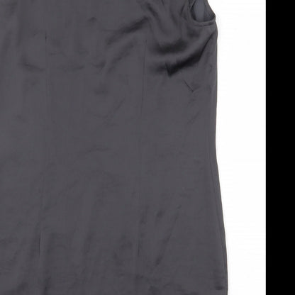 H&M Womens Grey Polyester Basic Blouse Size 12 Boat Neck