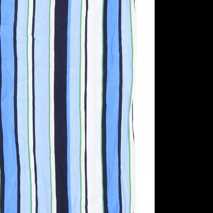 Next Womens Blue Striped Viscose Sheath Size 8 Boat Neck Pullover