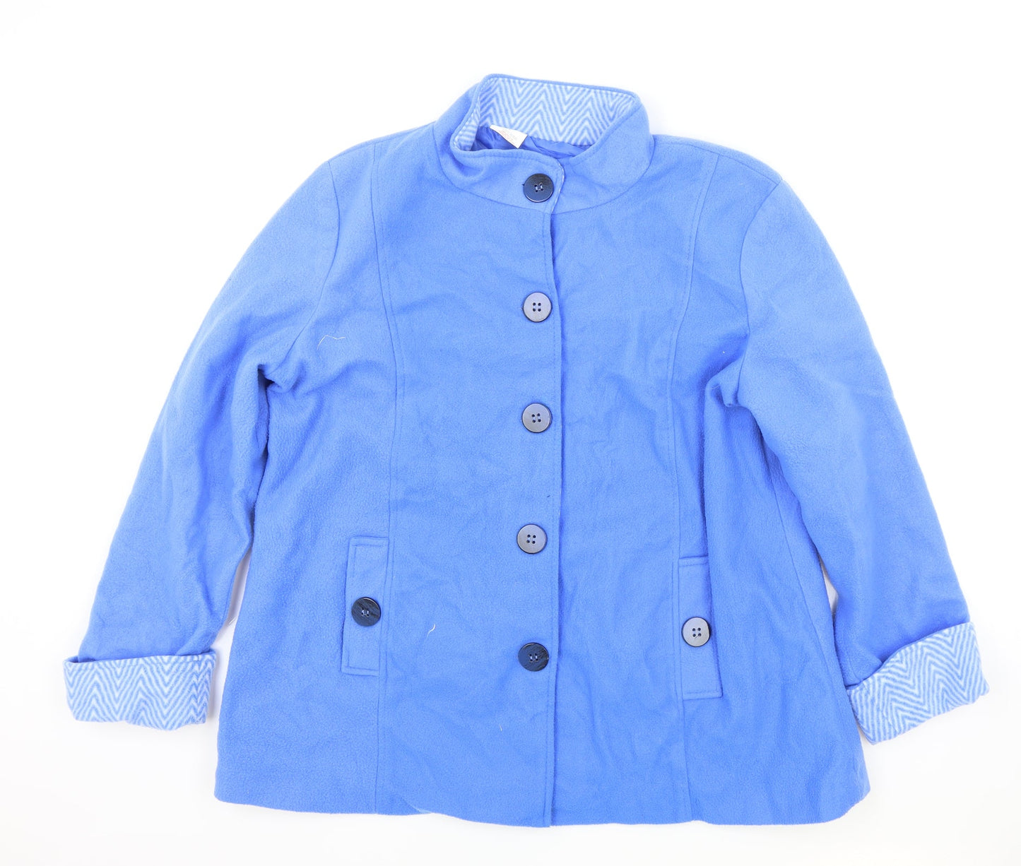 Anne De Lancay Womens Blue Jacket Coat Size L Button