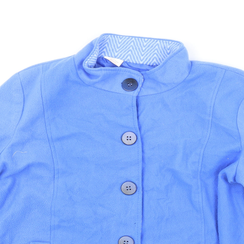 Anne De Lancay Womens Blue Jacket Coat Size L Button