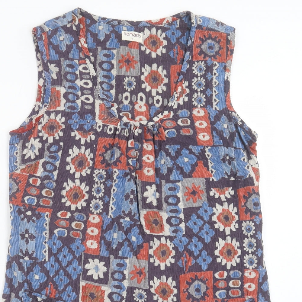 Nomads Womens Multicoloured Geometric Polyester A-Line Size 10 Scoop Neck Pullover