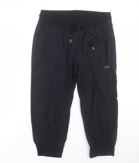 Laura Jane Active Womens Black Polyester Cropped Trousers Size M L21 in Regular Drawstring