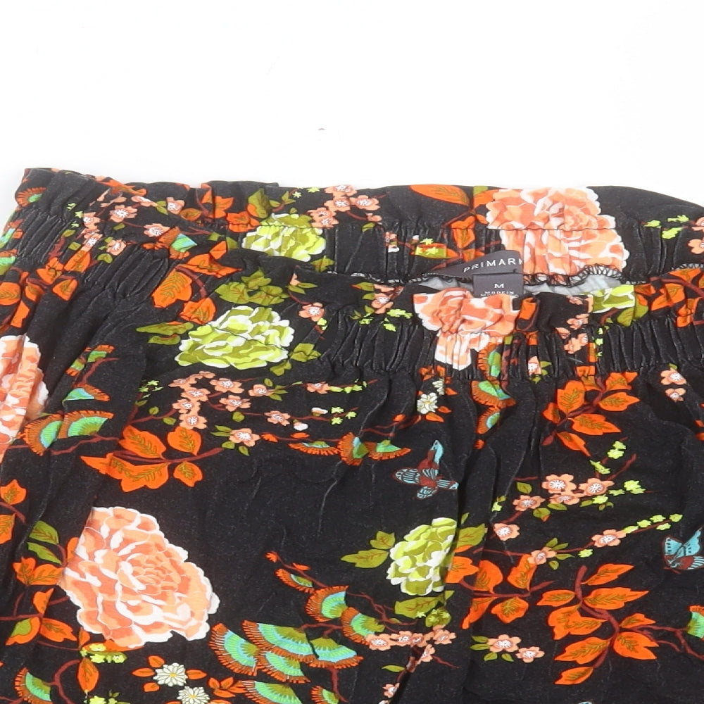 Primark Womens Black Floral Viscose Basic Blouse Size M Off the Shoulder