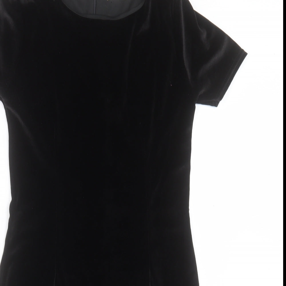 Rare London Womens Black Polyester Shift Size 10 Crew Neck Zip