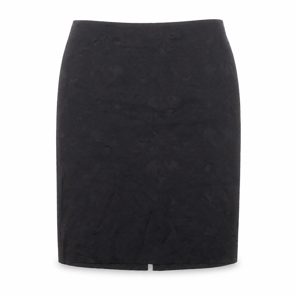 David Emanuel Womens Black Floral Cotton A-Line Skirt Size 14 Zip