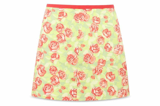 Preworn Womens Green Floral Polyester A-Line Skirt Size 38 in Zip