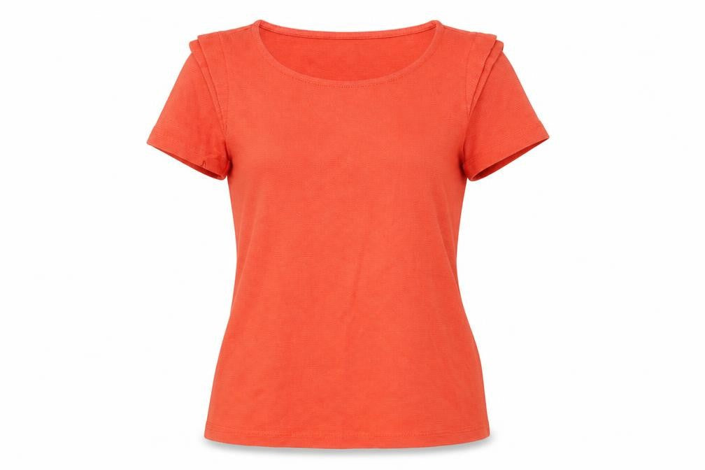 Zara Womens Orange Cotton Basic Blouse Size XS Crew Neck
