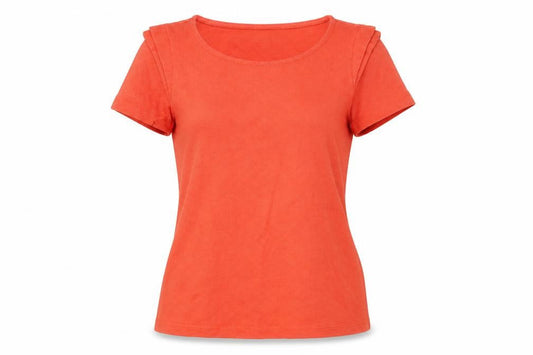 Zara Womens Orange Cotton Basic Blouse Size XS Crew Neck