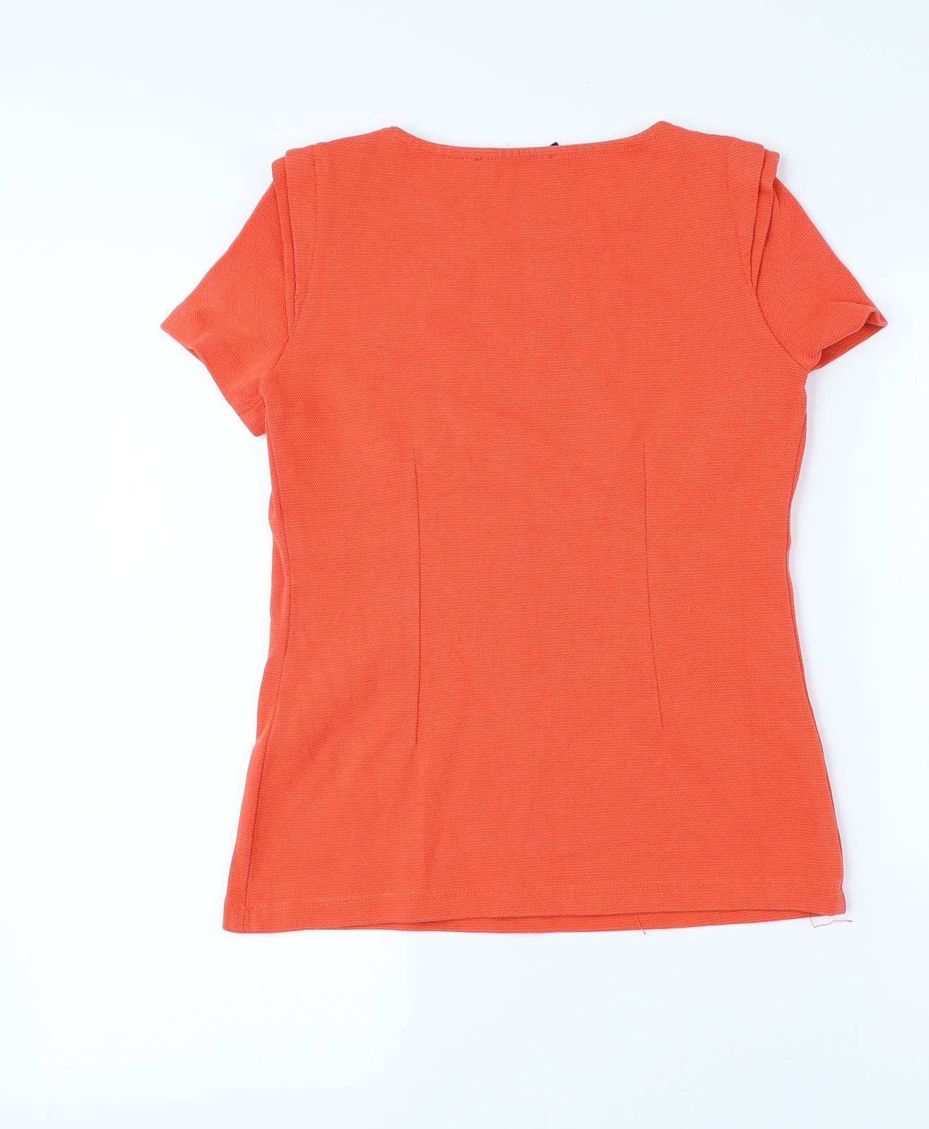Zara Womens Orange Cotton Basic Blouse Size XS Crew Neck