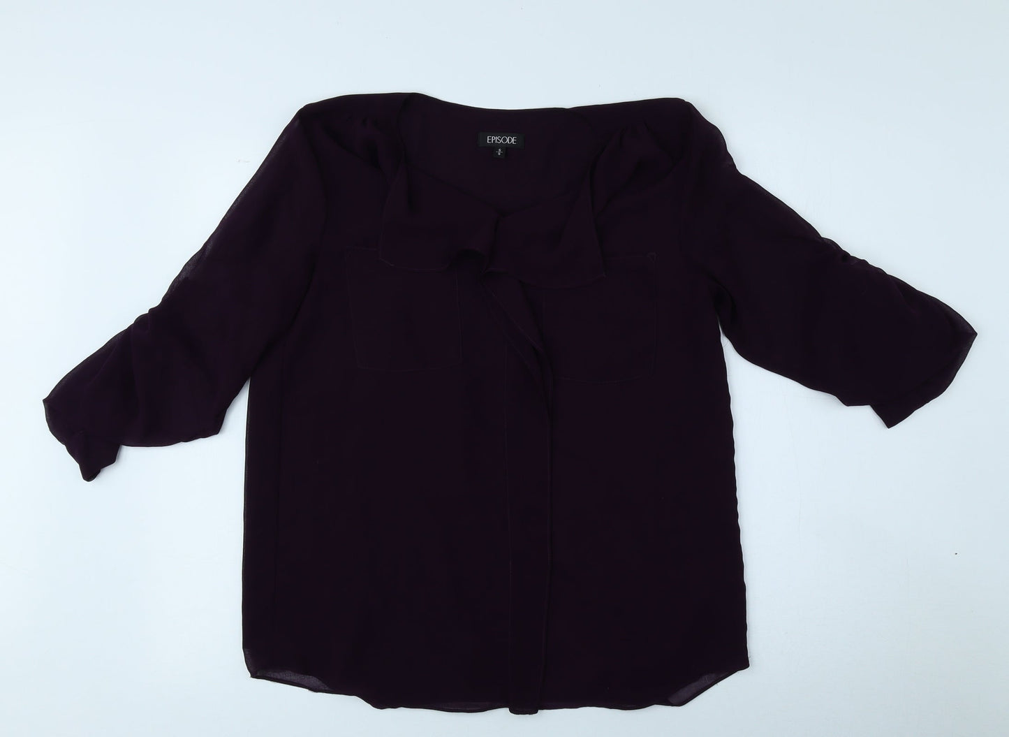 Episode Womens Purple Polyester Basic Blouse Size S Collared
