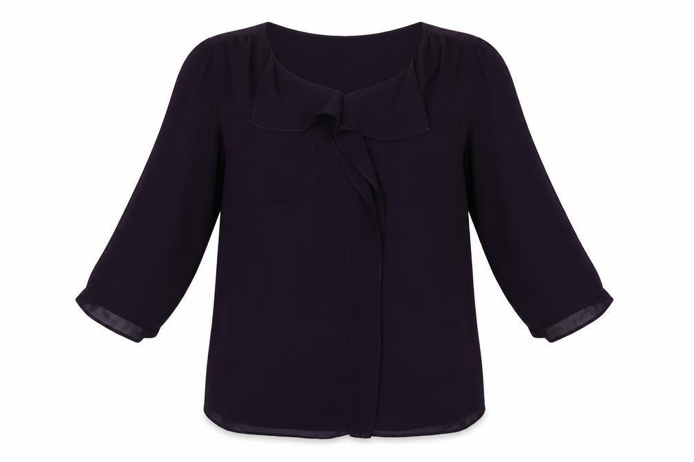 Episode Womens Purple Polyester Basic Blouse Size S Collared
