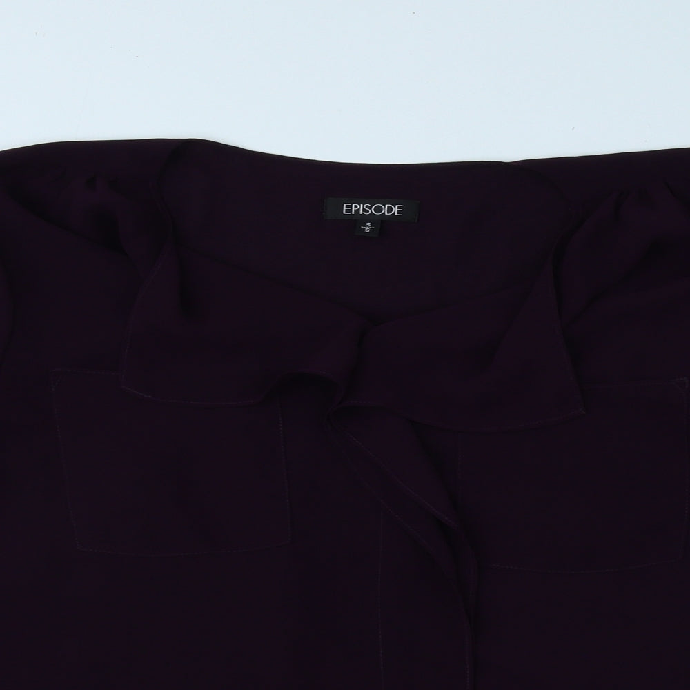 Episode Womens Purple Polyester Basic Blouse Size S Collared