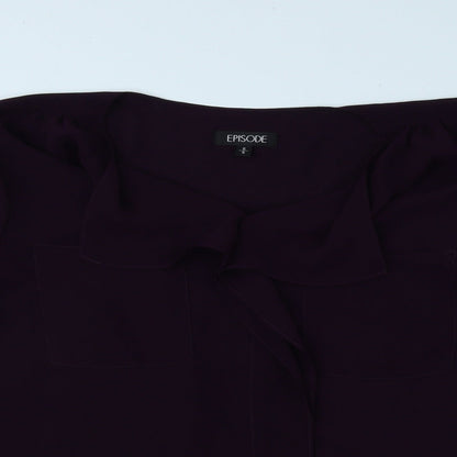 Episode Womens Purple Polyester Basic Blouse Size S Collared