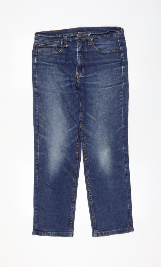 Preloved Cotton Traders Womens Blue Cotton Straight Jeans Size 32 in L27 in Regular Zip - Front