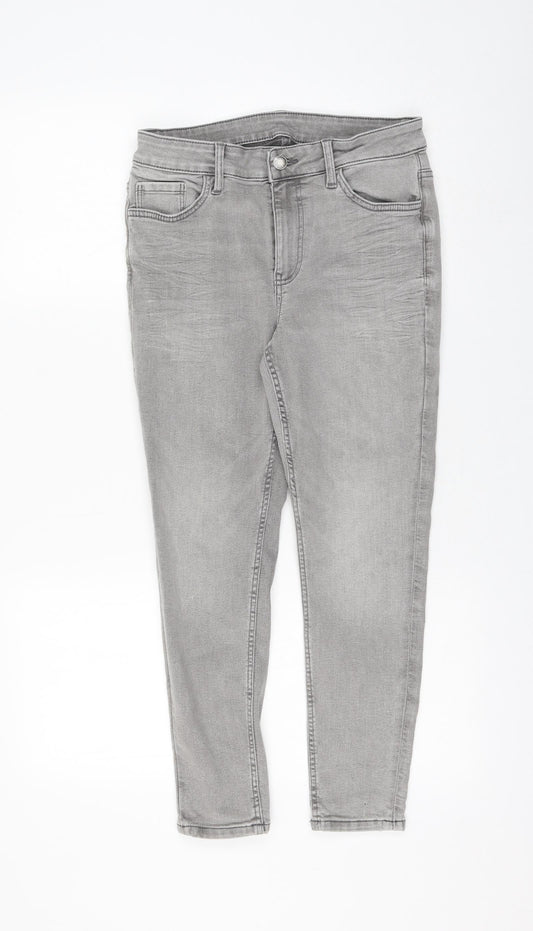 Marks and Spencer Womens Grey Viscose Skinny Jeans Size 6 L23 in Regular Zip