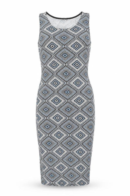 Select Womens Multicoloured Geometric Viscose Tank Dress Size 8 Scoop Neck Pullover