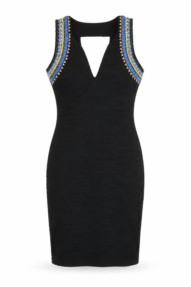 H&M Womens Black Polyester Pencil Dress Size S V-Neck Pullover