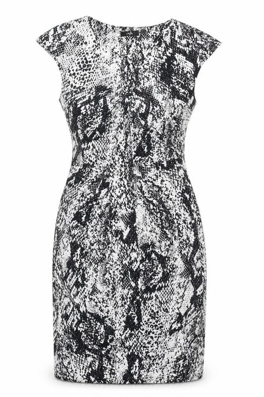 Wallis Womens Black Animal Print Polyester Pencil Dress Size S V-Neck Pullover - Snake Print