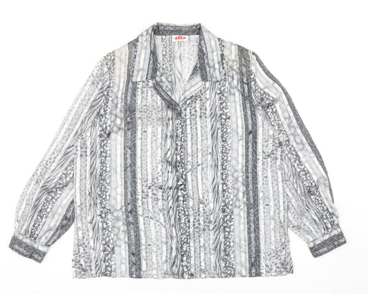 Alia Womens Silver Animal Print Polyester Basic Button-Up Size 12 Collared - Leopard Print