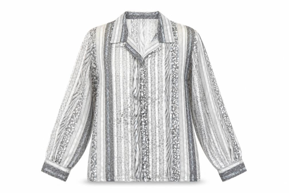 Alia Womens Silver Animal Print Polyester Basic Button-Up Size 12 Collared - Leopard Print