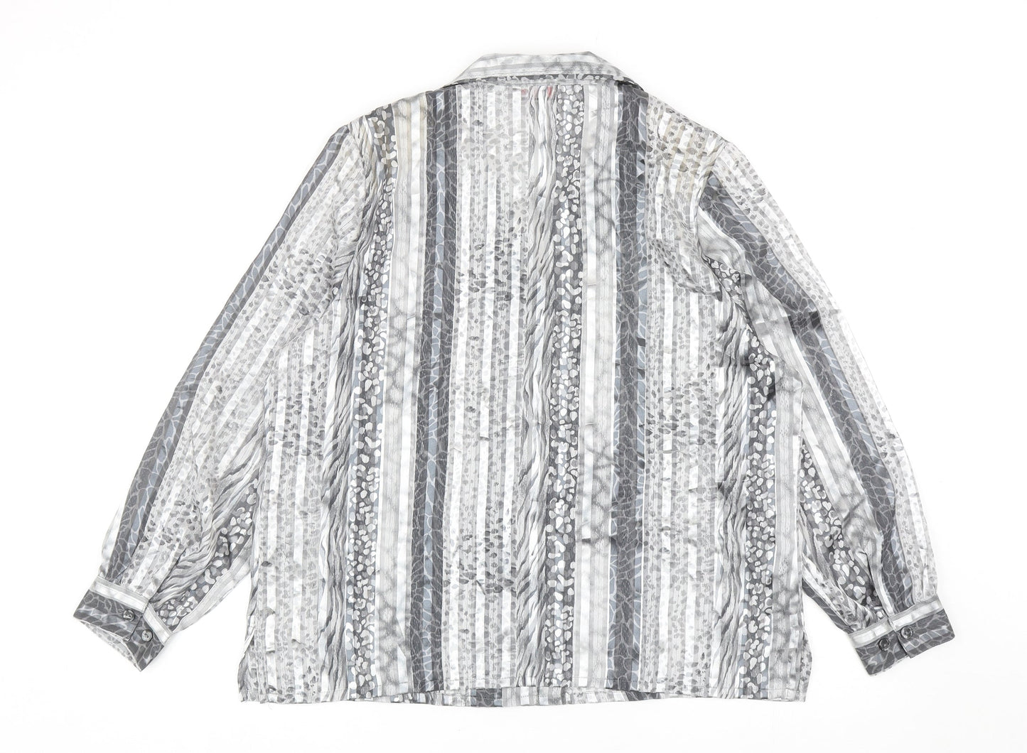Alia Womens Silver Animal Print Polyester Basic Button-Up Size 12 Collared - Leopard Print