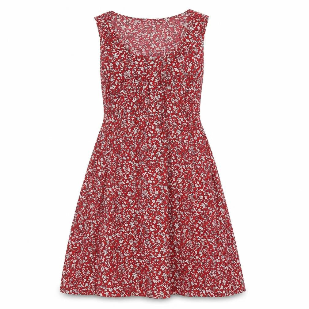 Izabel Womens Red Floral Viscose Tank Dress Size 8 Scoop Neck Pullover