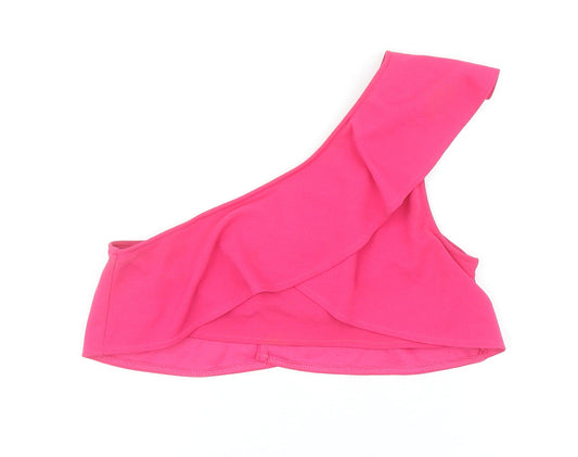 Diffuse Womens Pink Polyester Cropped Blouse Size 6 One Shoulder