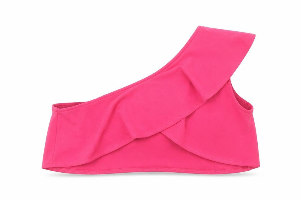 Diffuse Womens Pink Polyester Cropped Blouse Size 6 One Shoulder
