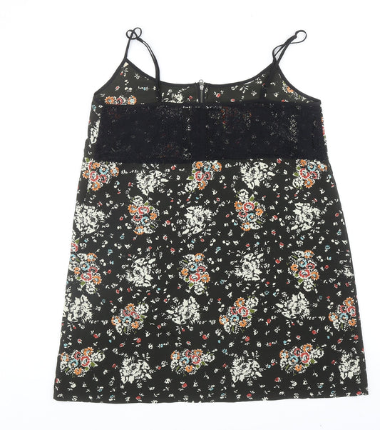 Kimchi Blue Womens Green Floral Polyester Camisole Tank Size L Scoop Neck - Lace Deatil