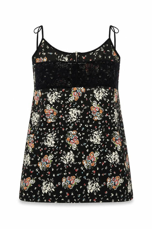 Kimchi Blue Womens Green Floral Polyester Camisole Tank Size L Scoop Neck - Lace Deatil